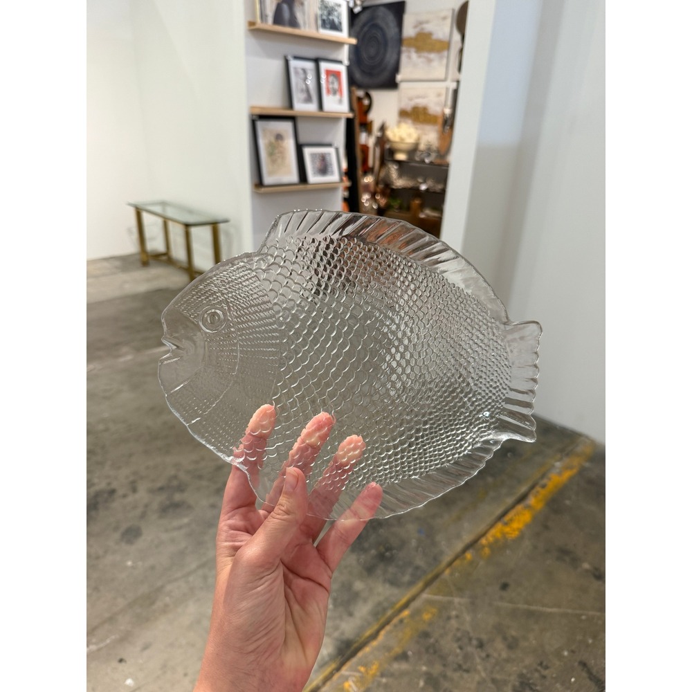 Vintage Anchor Hocking Glass Fish Plates – Set of 6 Coastal Nautical Tableware